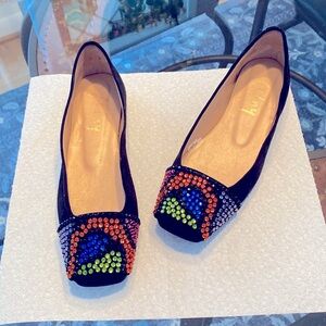Beautiful square sequin toe flats excellent condition, size 6.